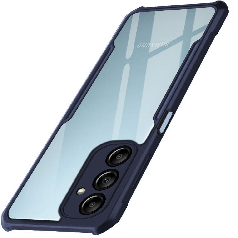 TheGiftKart TPU+PC Shockproof Crystal Clear Back Cover Case For Samsung Galaxy M14 5G|360 Degree Protection|Protective Design|Transparent Back Cover Case For Samsung Galaxy M14 5G (Blue Bumper)